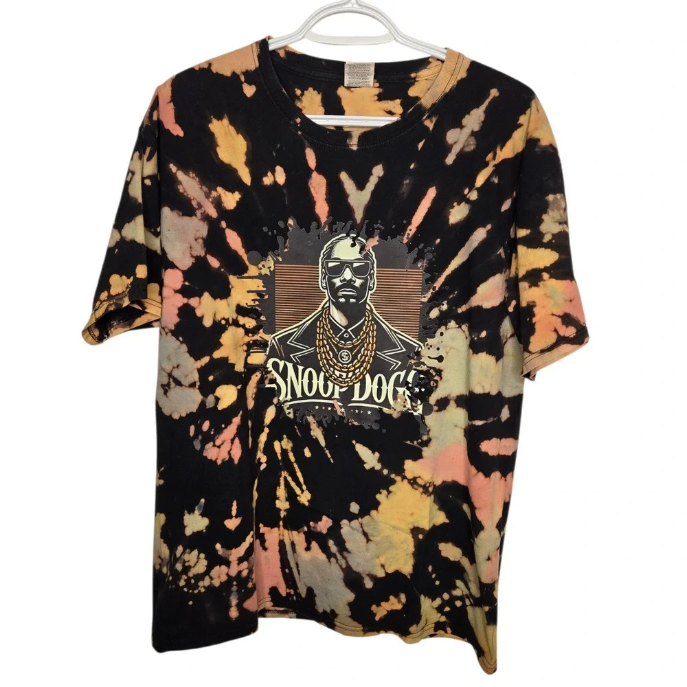 SNOOP DOGG Upcycle Bleach Tie Dye Graphic T-Shirt Unisex Large - Picture 2 of 9